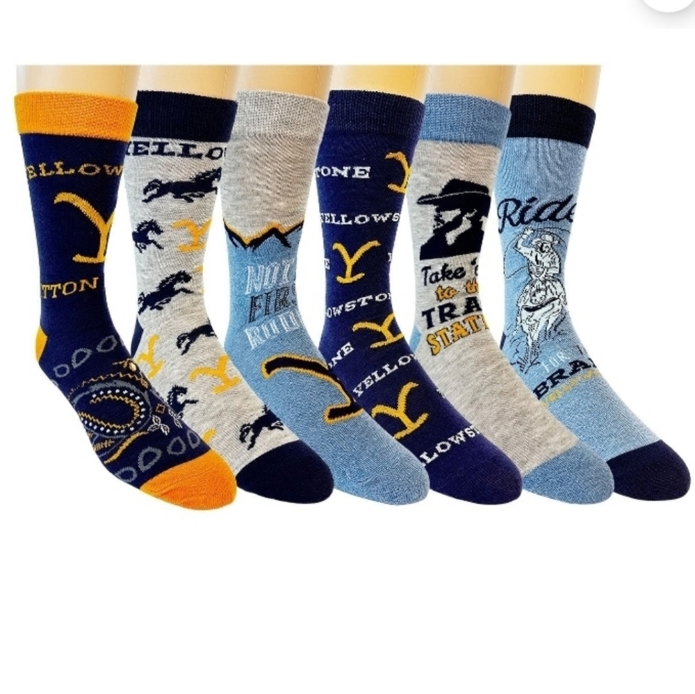 Yellowstone Character 6-Pack Casual Crew Sock One Size Fits Most